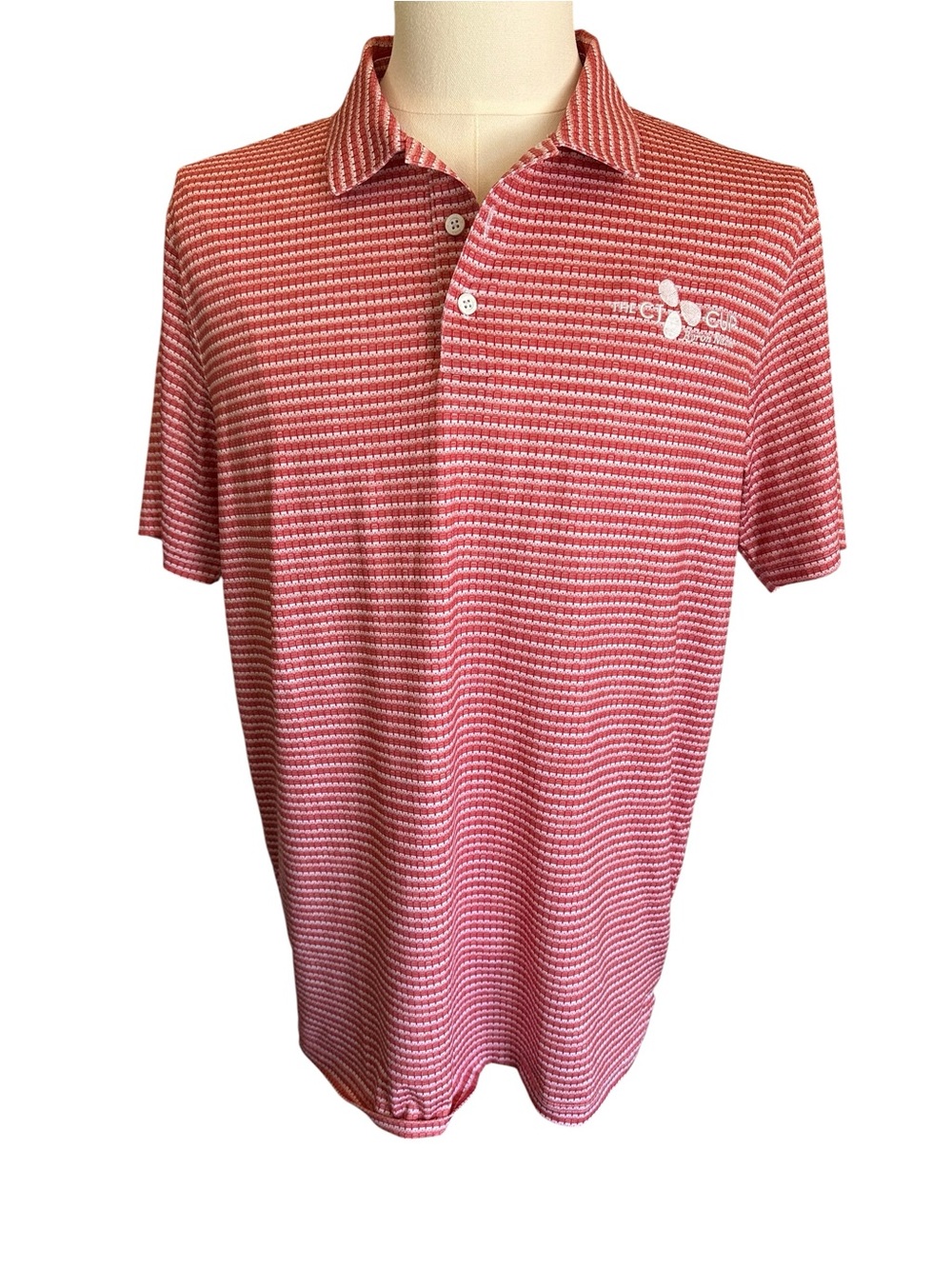 Puma Men's Red and White Striped Polo